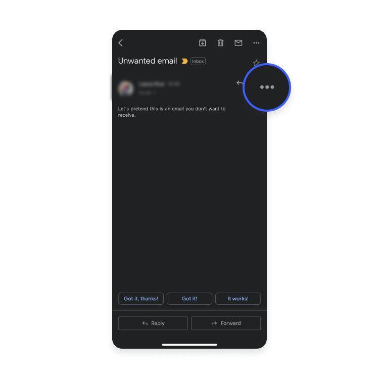 block emails in gmail on ios - step 2: tap three dots