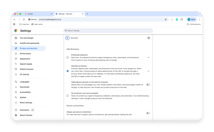 How to turn Google Safe Browsing on 4