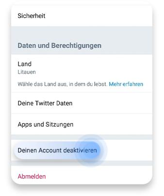 twitter account löschen (app): schritt 3