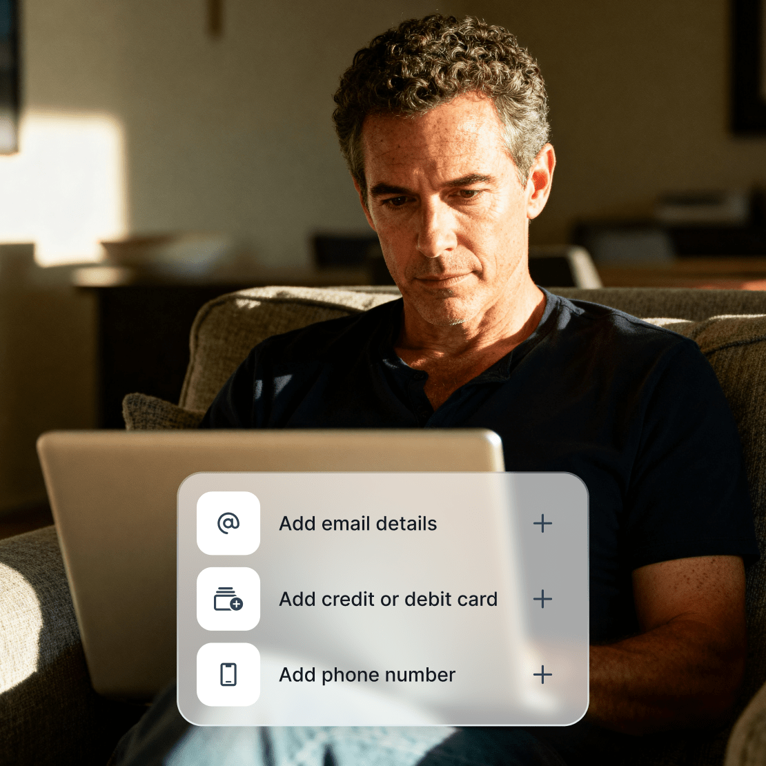 A person setting up their Coveron account on their laptop.