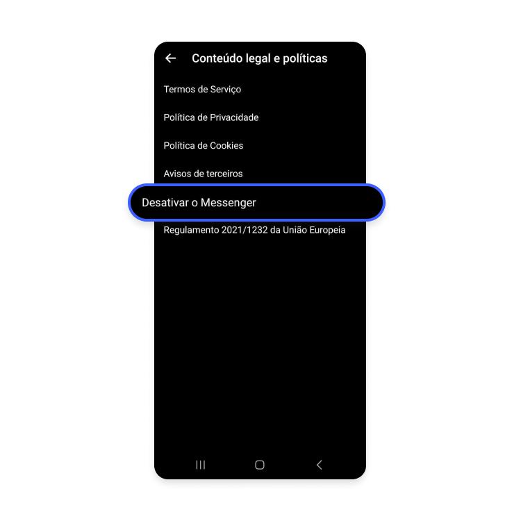 desativar o messenger no android - passo nº4 - selecione a opção desativar o messenger