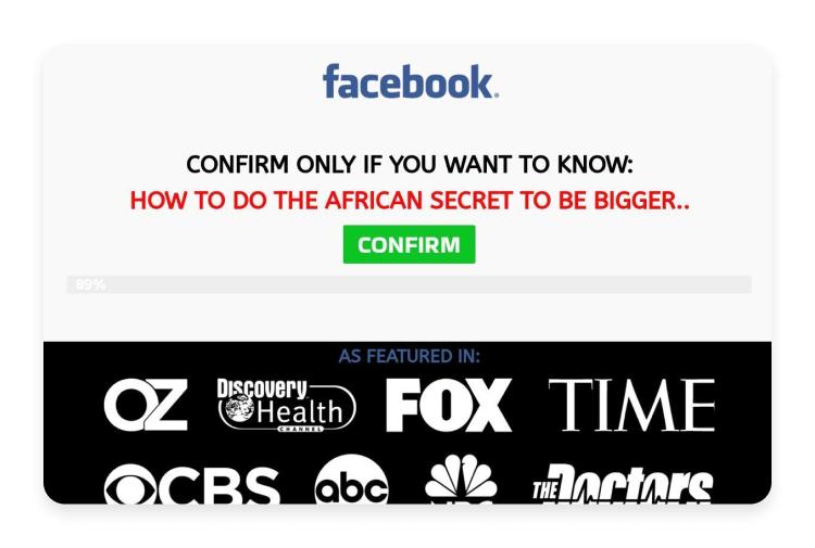 Clickbait facebook post
