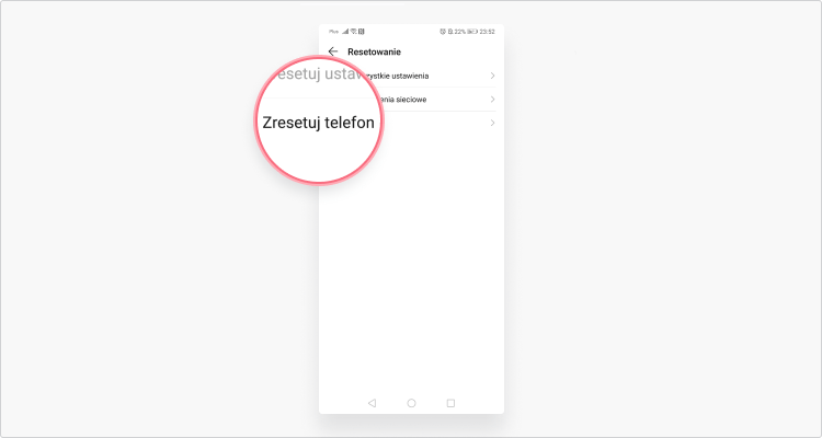 ustawienia fabryczne android: krok 4