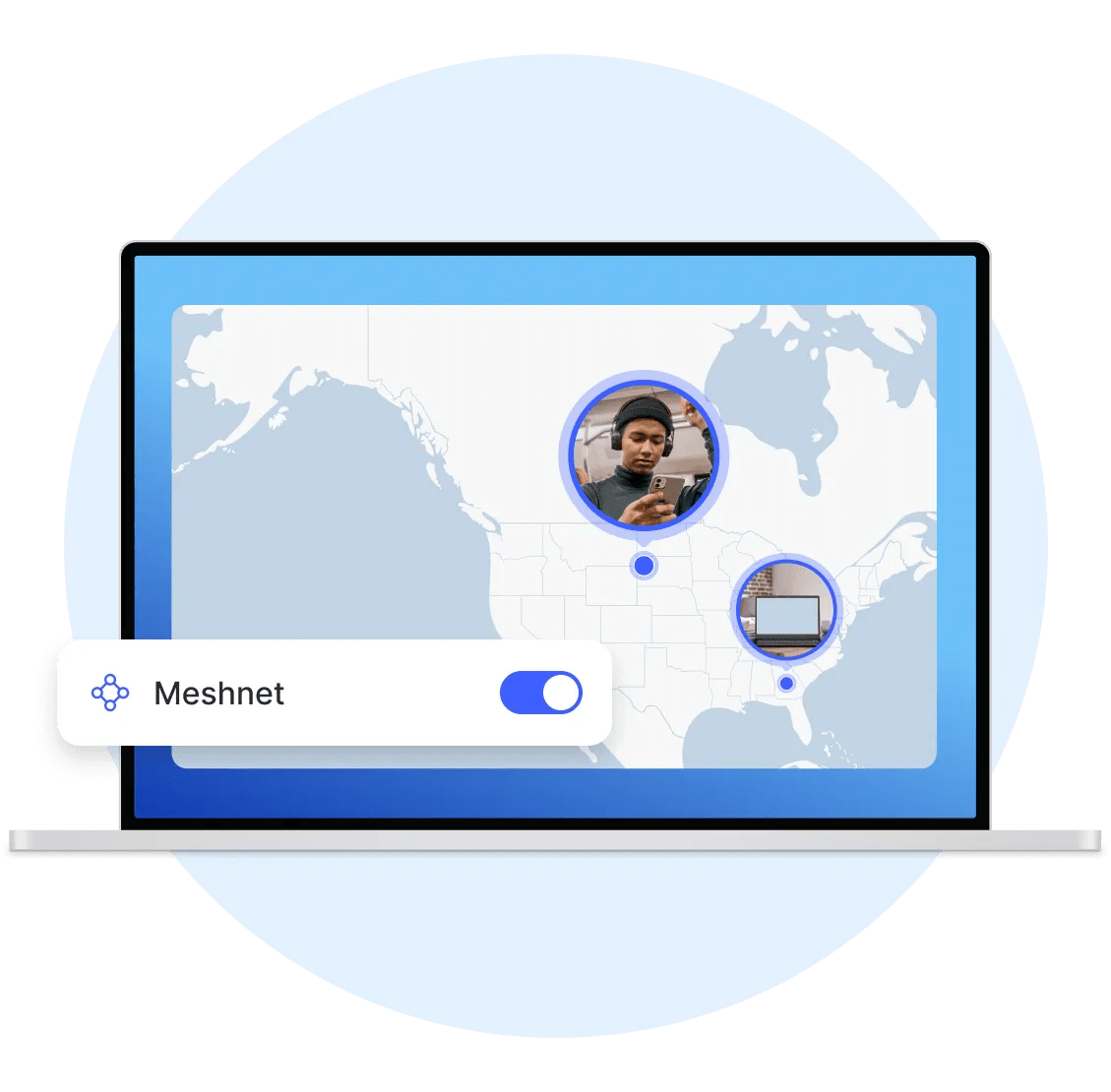 A laptop with NordVPN’s Meshnet private network turned on.