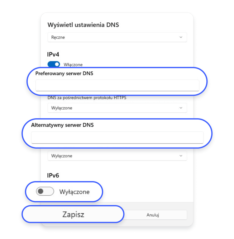Zmiana dns: krok 7