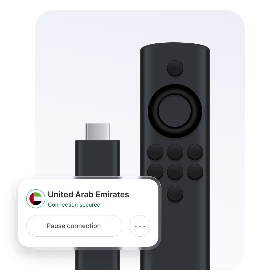 جهاز Amazon Fire TV Stick متصل بخادم الإمارات العربية المتحدة على NordVPN.