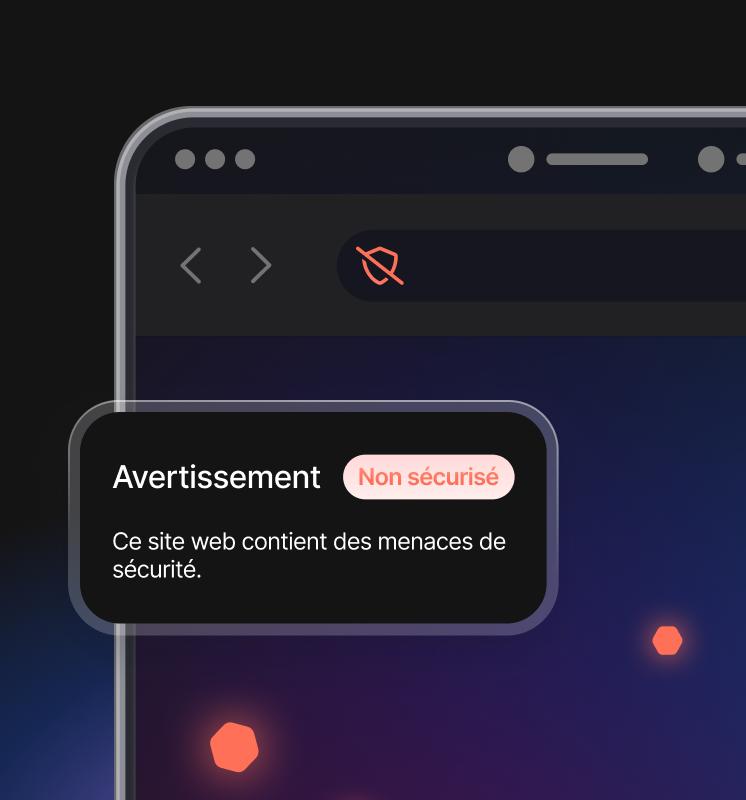Un écran de navigateur montrant l’antivirus nouvelle génération bloquant un site web malveillant.
