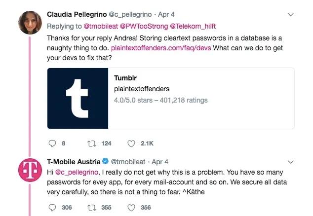 T-mobile passwords hacked on Twitter