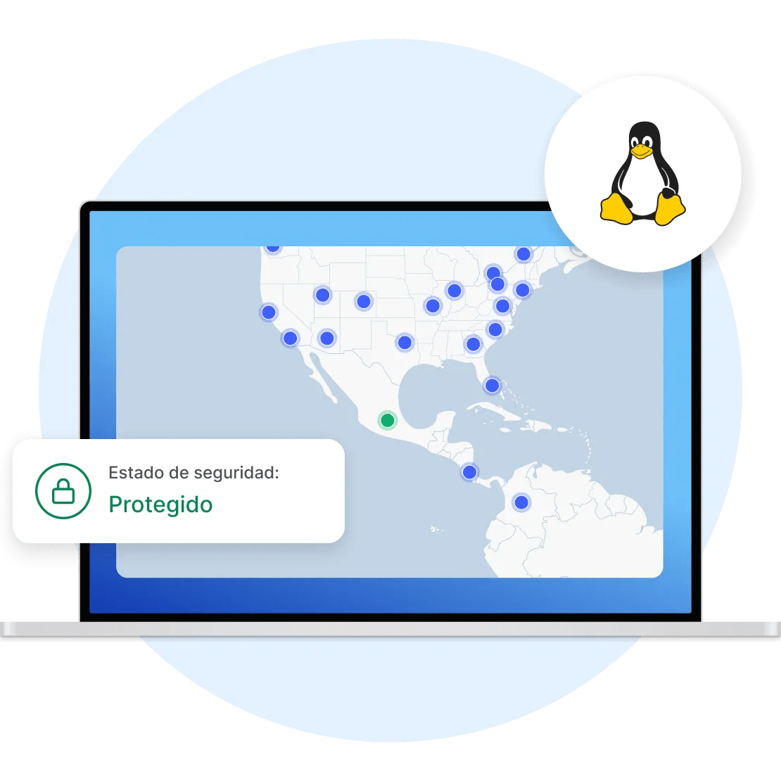 El cliente VPN de NordVPN activo en un dispositivo Linux, que muestra que la conexión del usuario está cifrada.