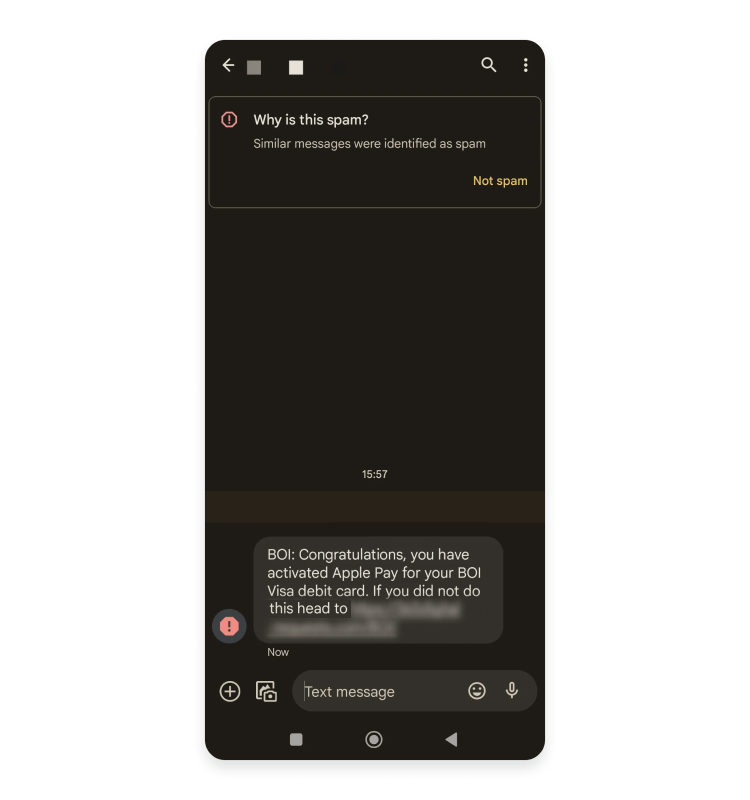 Phishing text with fake Apple Pay link