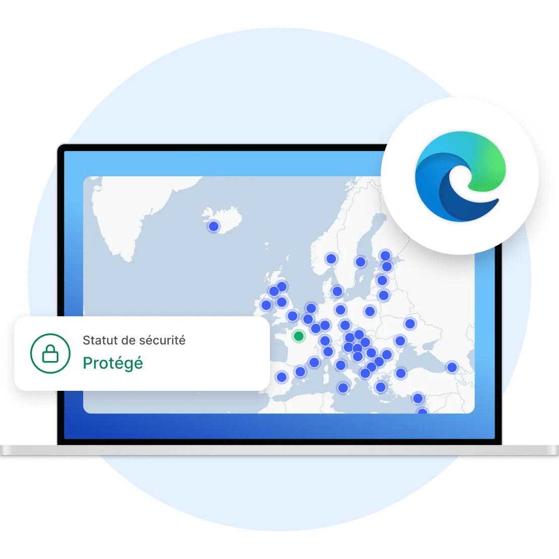 Notre interface VPN pour Microsoft Edge devant un arrière-plan nordique