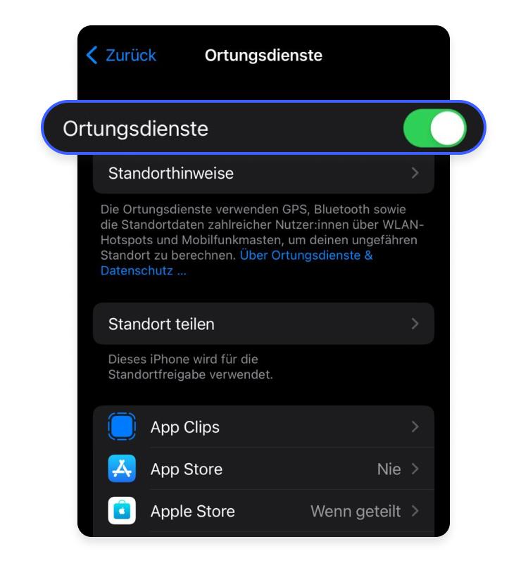 Standortdienste iphone konfigurieren