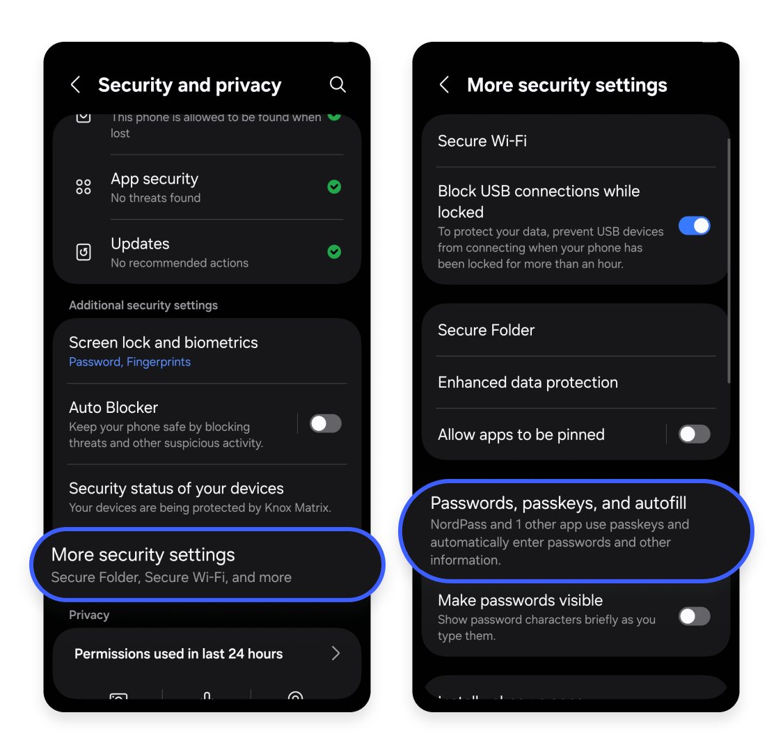 Set up password manager as default autofill option: Step 2