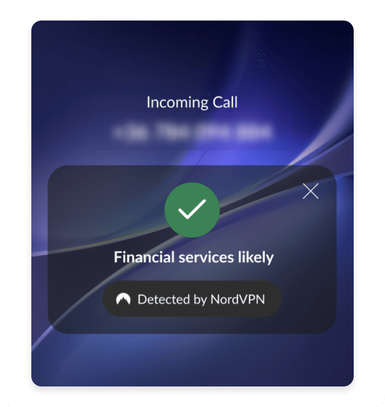 A mobile phone screen illustrating Scam Call Protection notification next to the legitimate phone number.