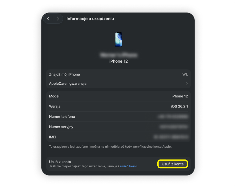 Krok 4: Jak usunąć urządzenie z Apple ID