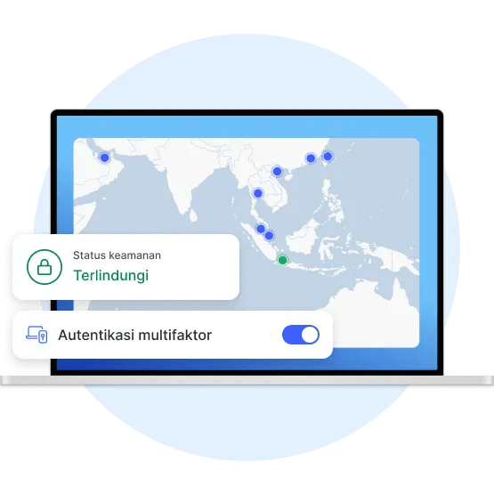 Layar laptop yang menunjukkan bahwa pengguna telah mengamankan koneksi mereka dengan terhubung ke server VPN.