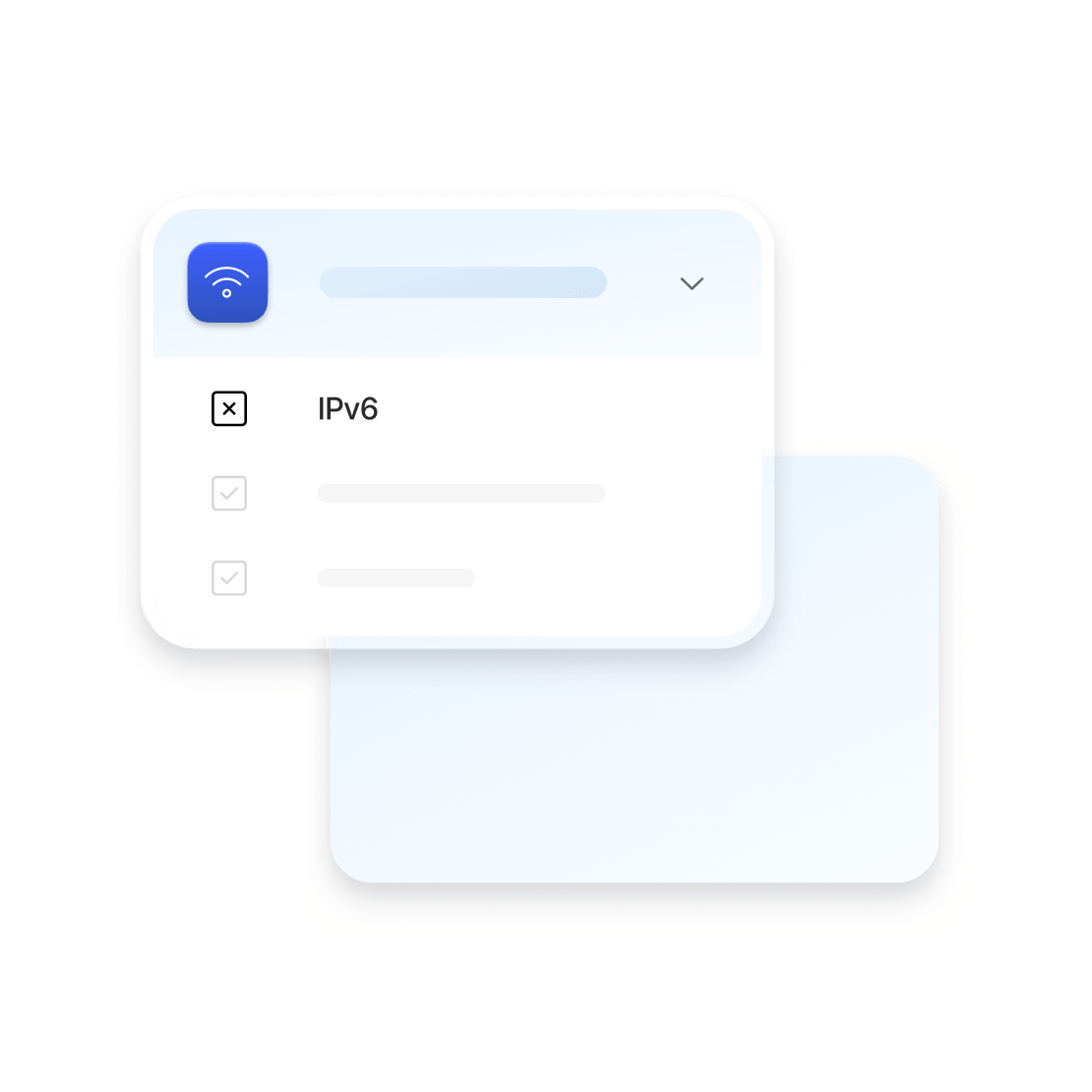 An internet settings panel with IPv6 disabled to minimize the risk of DNS leaks.
