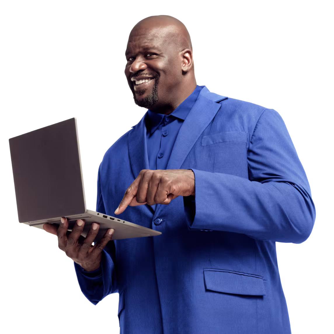 Shaquille O'Neal using NordVPN on his phone to avoid online scammers.