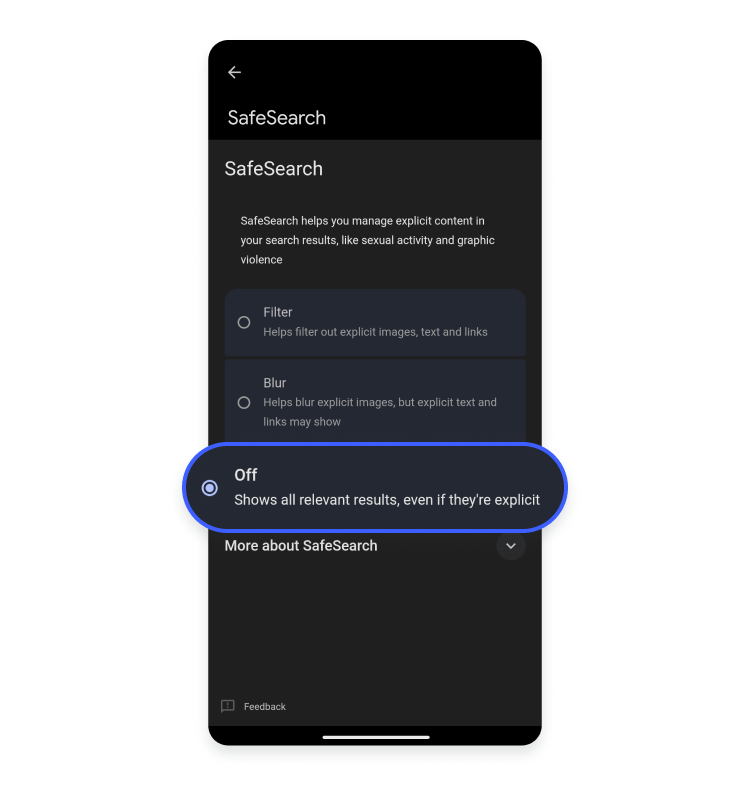 How to turn SafeSearch off on an Android device 3