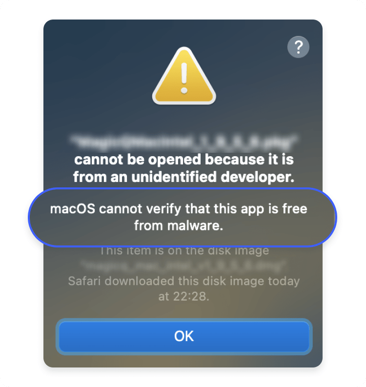 How to get rid of the macOS cannot verify that this app is free from malware error 1