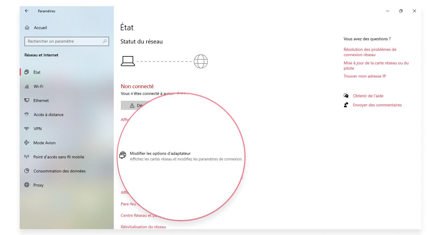 Modifier les options d&#39;adaptateur