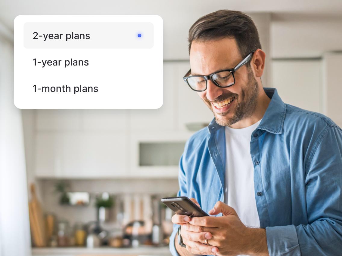 Subscription plan options appear on screen as a person considers NordVPN upgrades.
