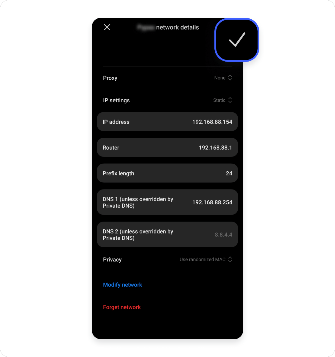 How to set a static IP on Android: Step 5