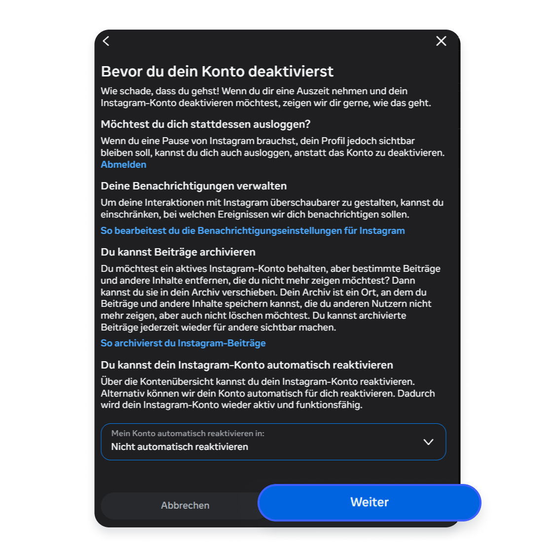 Instagram-Account löschen 17