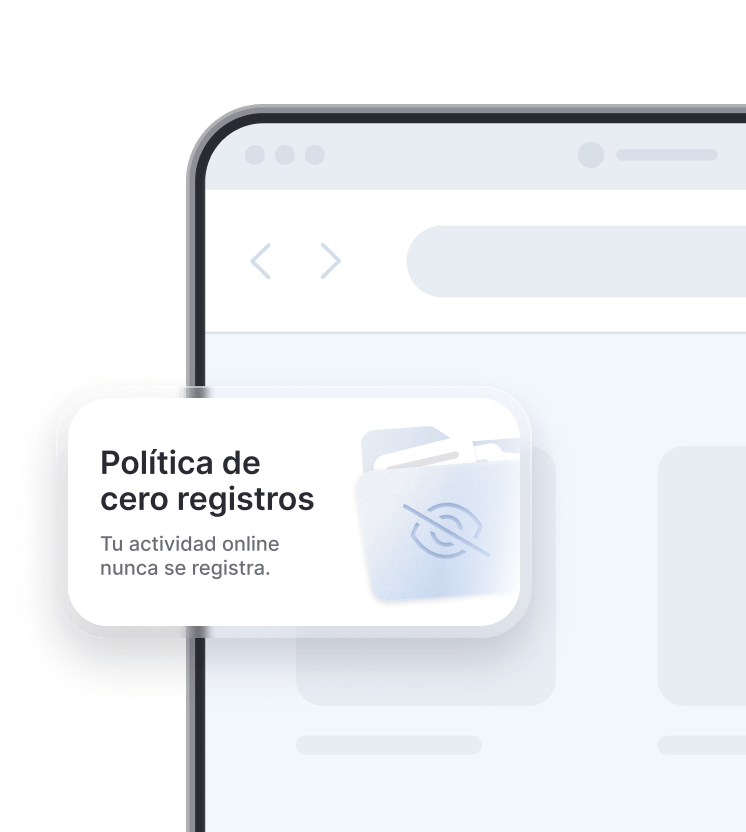 Mensaje sobre la política sin registros de NordVPN que indica que tu actividad online no se registra.