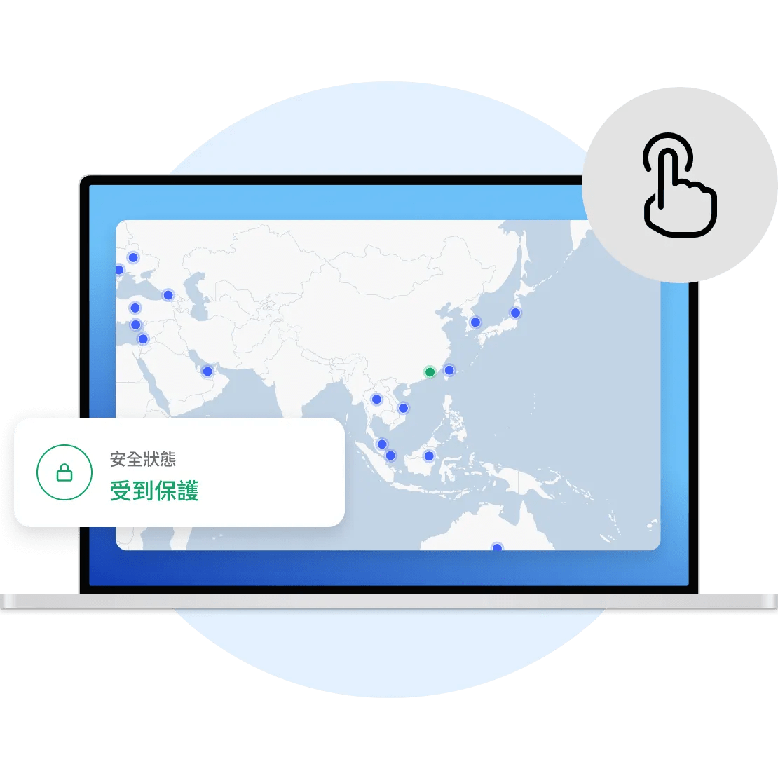 從 Chrome 網上商店下載 NordVPN 擴充功能後，登入後點擊「快速連線」，即可輕鬆獲得保護