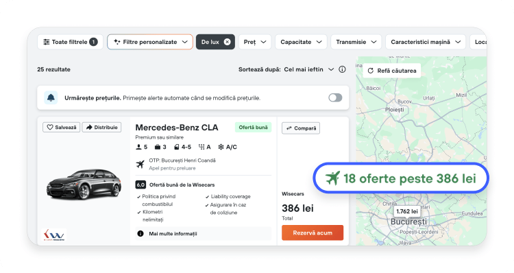 Alquiler de coche de lujo en Rumanía más barato gracias a una VPN.