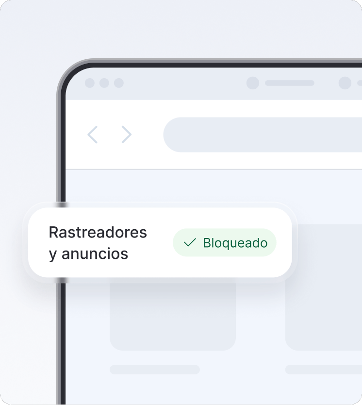 Una pantalla de navegador que muestra un antivirus de última generación bloqueando rastreadores y anuncios.