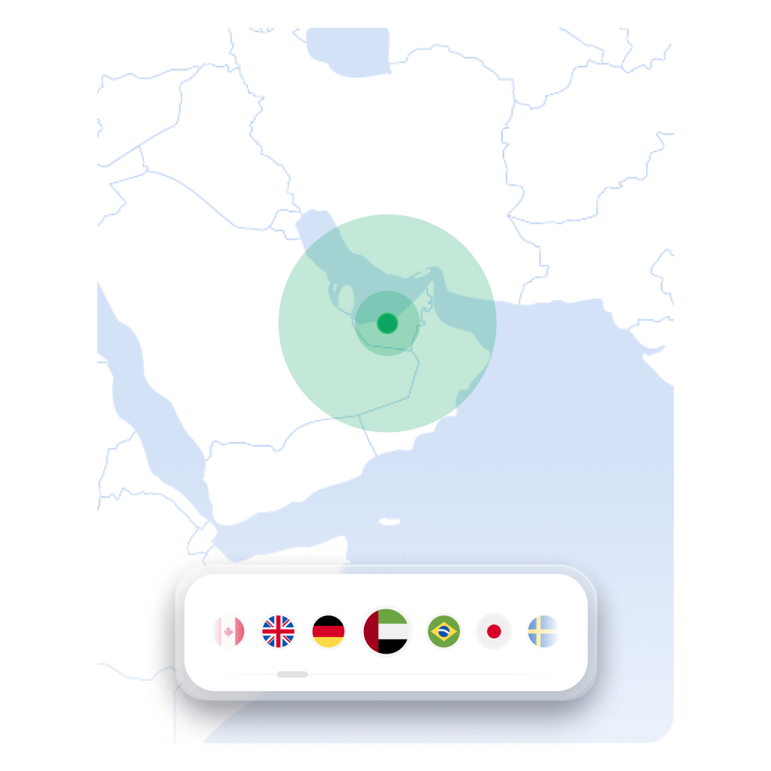 خريطة NordVPN تعرض مواقع الخوادم لتغيير موقعك الافتراضي.
