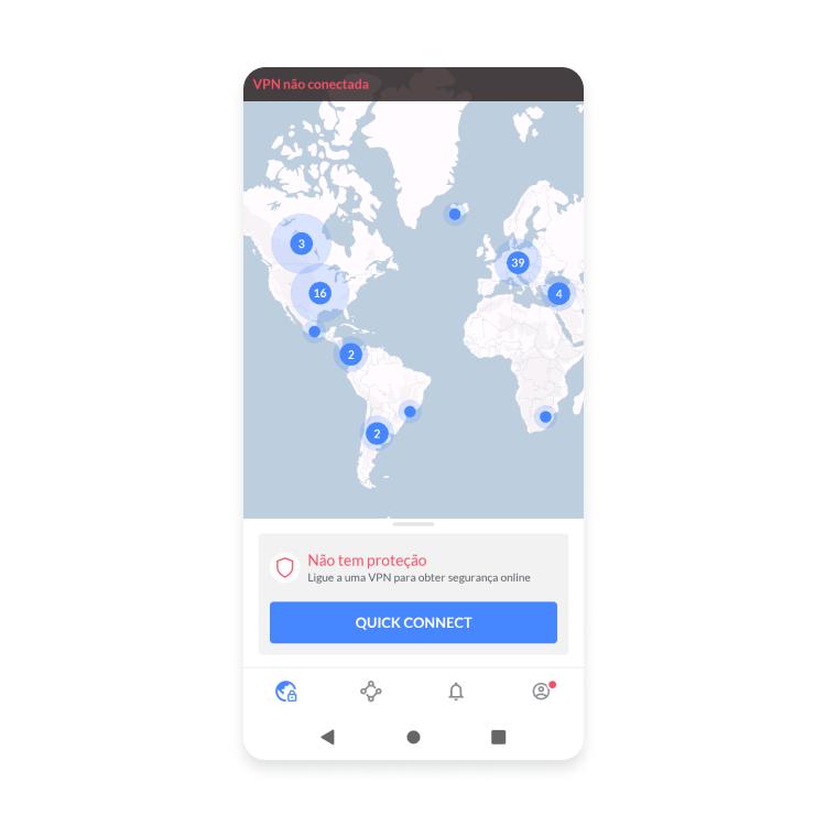 Localizações dos servidores VPN