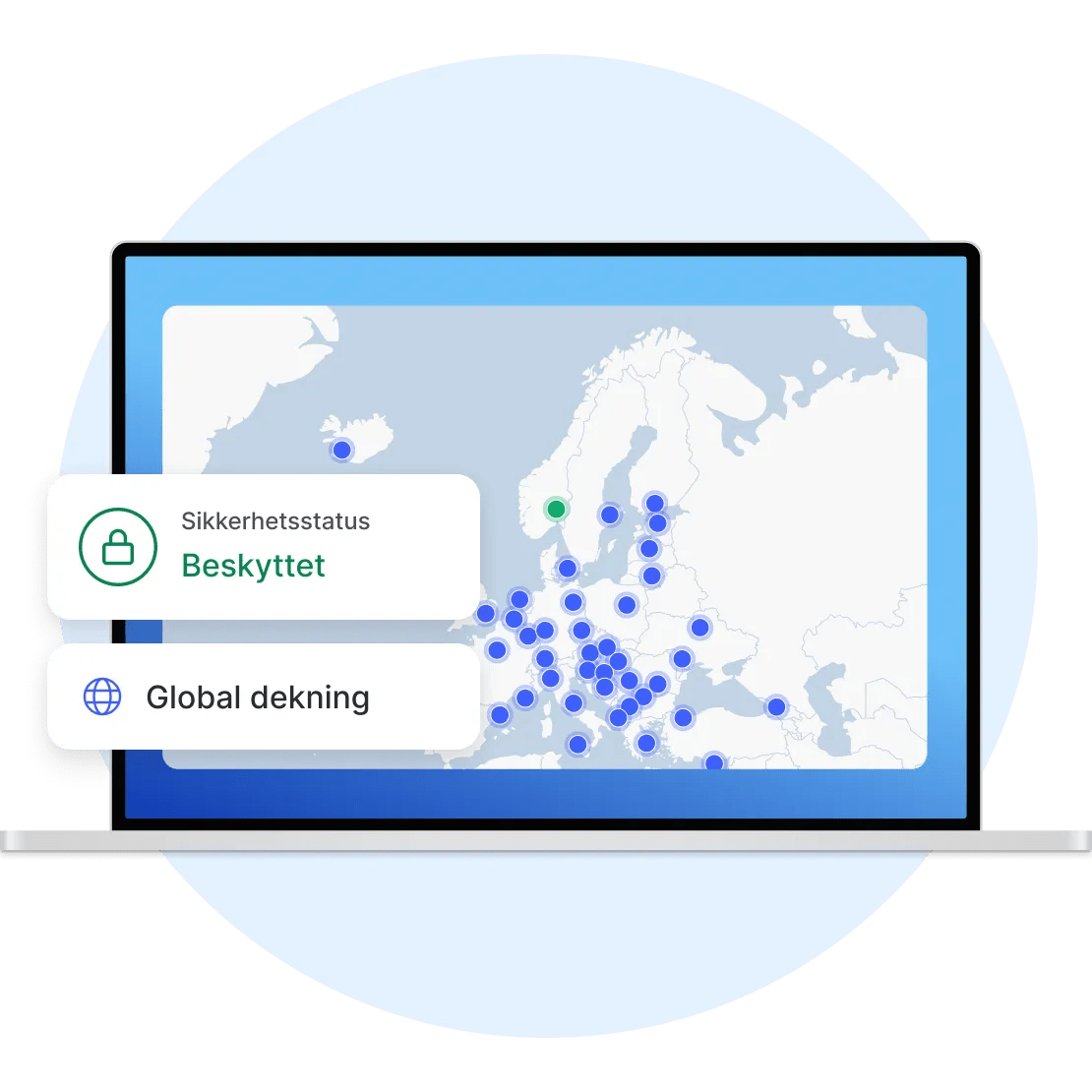 En bærbar datamaskin er koblet til et VPN