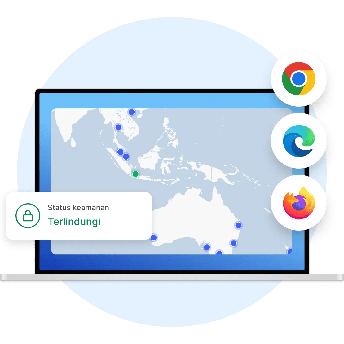 NordVPN menawarkan ekstensi proxy untuk Chrome, Edge, dan Firefox