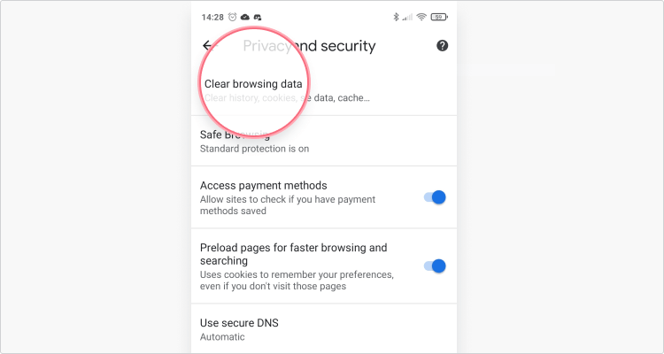 Delete cookies in Chrome Mobile