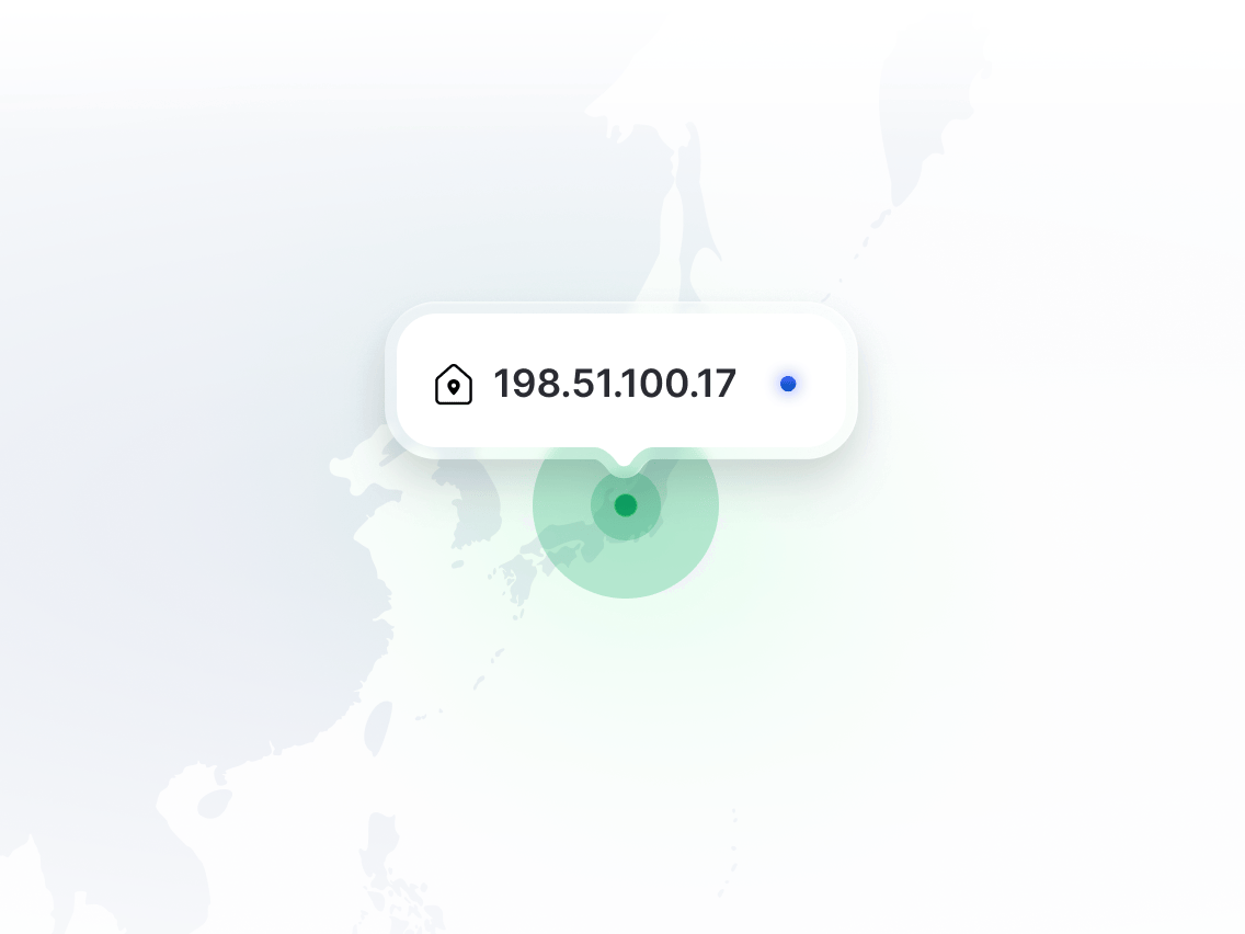 専用IPの場所を示す地図。