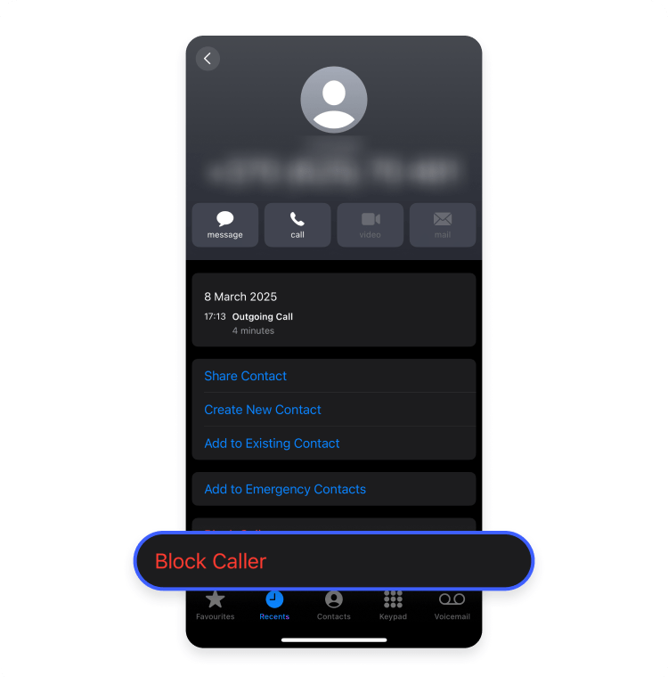 how to block a number on an iPhone: step 2