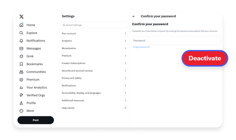 How to delete Twitter on desktop: step 5