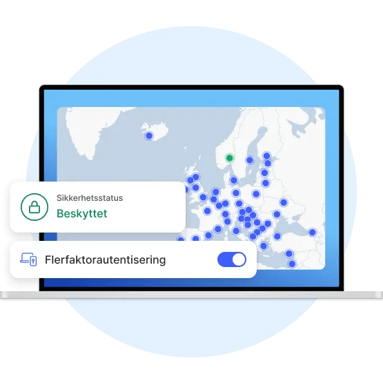 En laptopskjerm som viser at brukeren har sikret tilkoblingen ved å koble til en VPN-server.