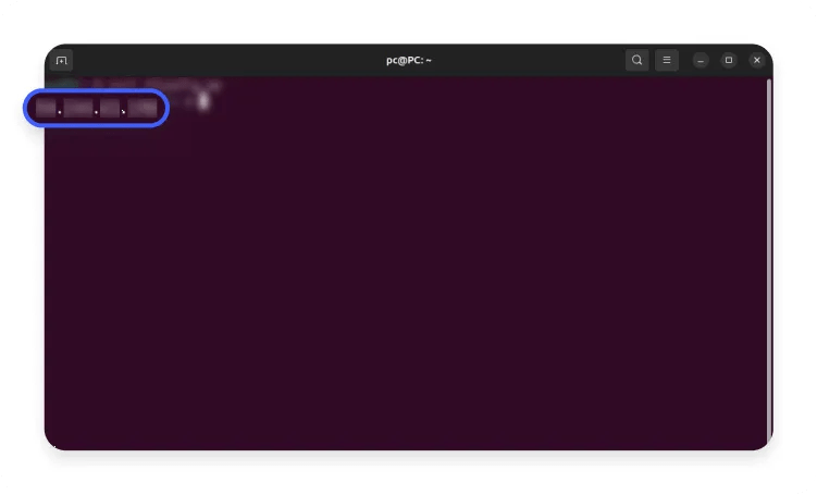 Terminal displaying the public IP address as the output of the “curl ifconfig.me” command.