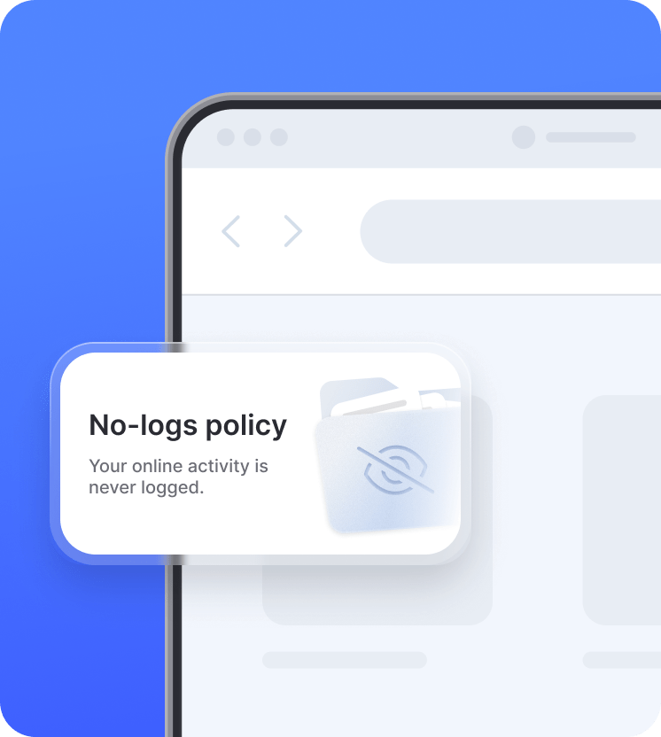 A laptop with a snippet showcasing NordVPN’s no-logs policy.