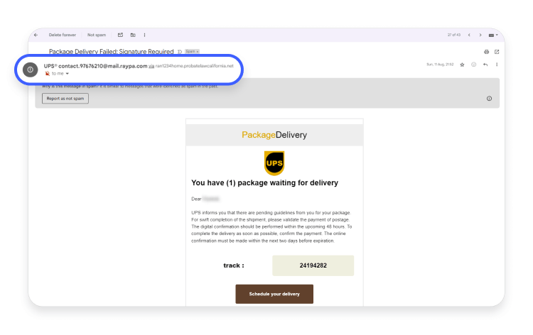 package delivery phishing email