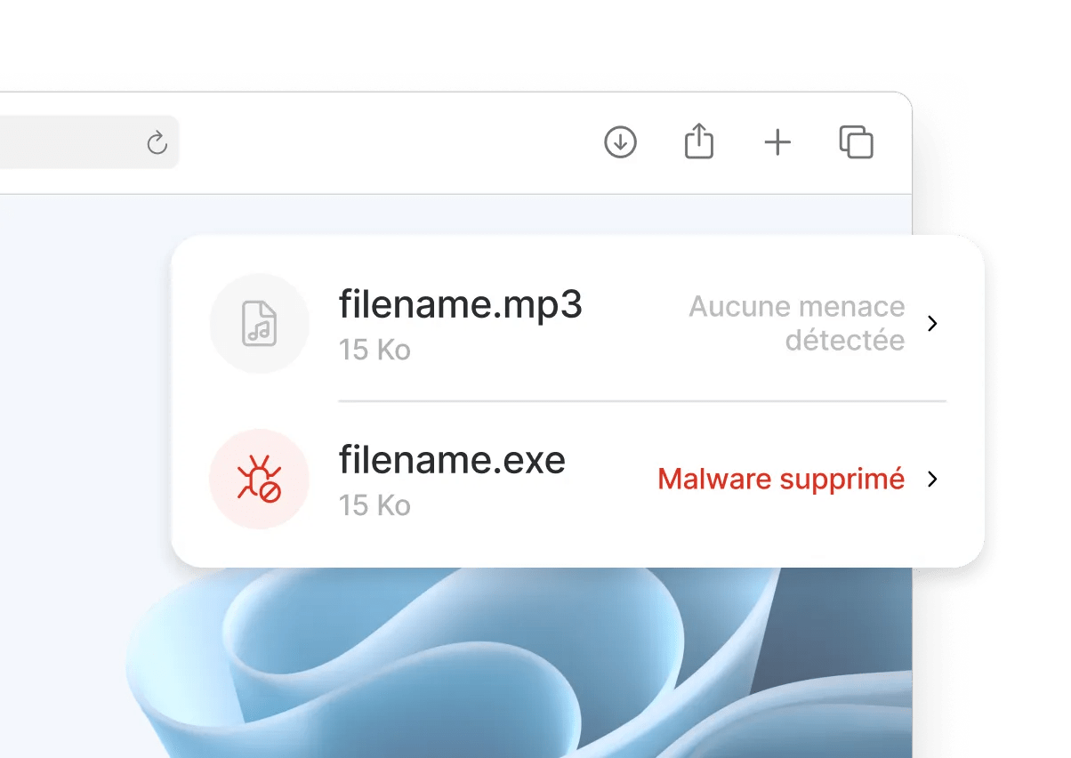 Protection Anti-menaces Pro™ analyse les fichiers que vous téléchargez et supprime les fichiers malveillants.