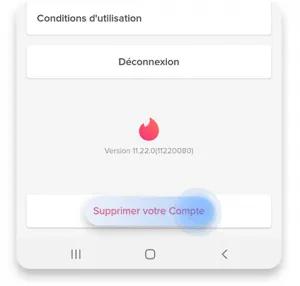 supprimer un compte sur Tinder