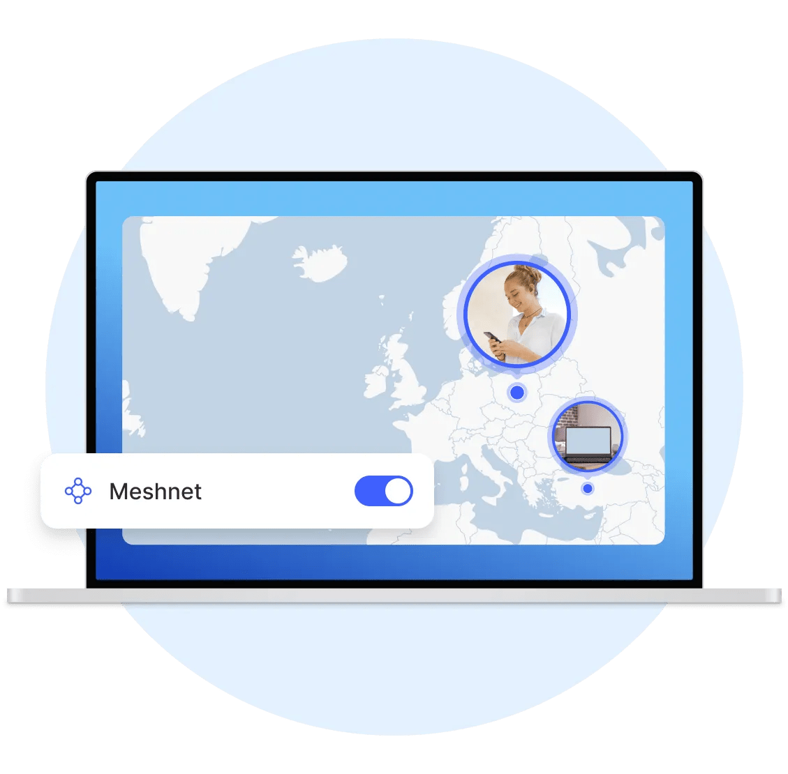 Laptop z wyłączoną siecią prywatną Meshnet od NordVPN.