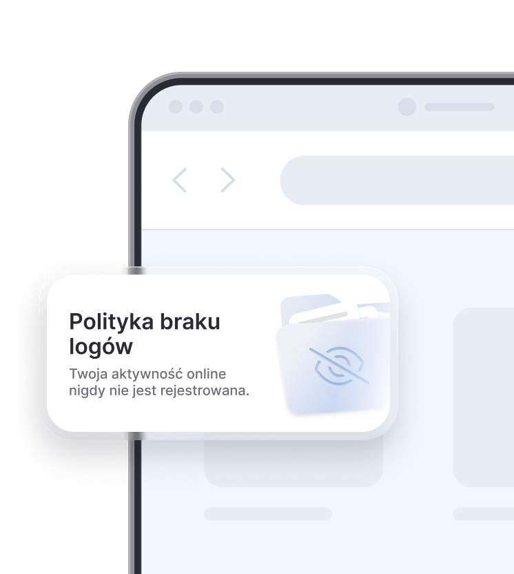 Komunikat o polityce braku logów NordVPN informujący, że aktywność online nie jest rejestrowana.