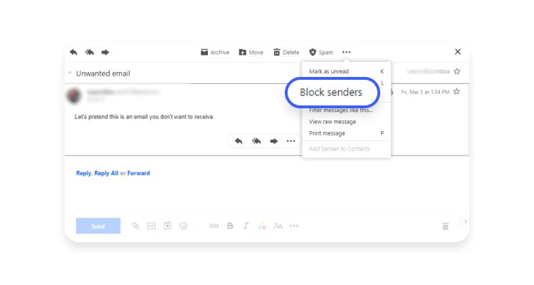 block emails in yahoo - step 3: click block sender