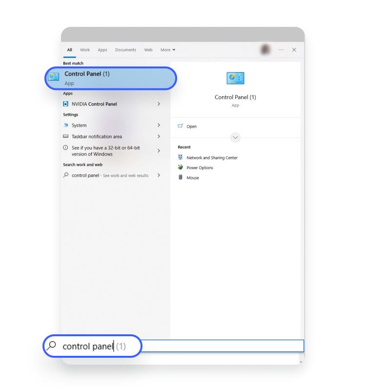 Win10 control panel